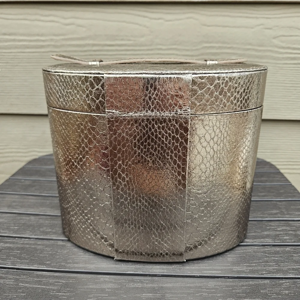 Jimmy Choo Metallic Bronze Snakeskin Cosmetics Vanity Case Lined and Felt Bottom